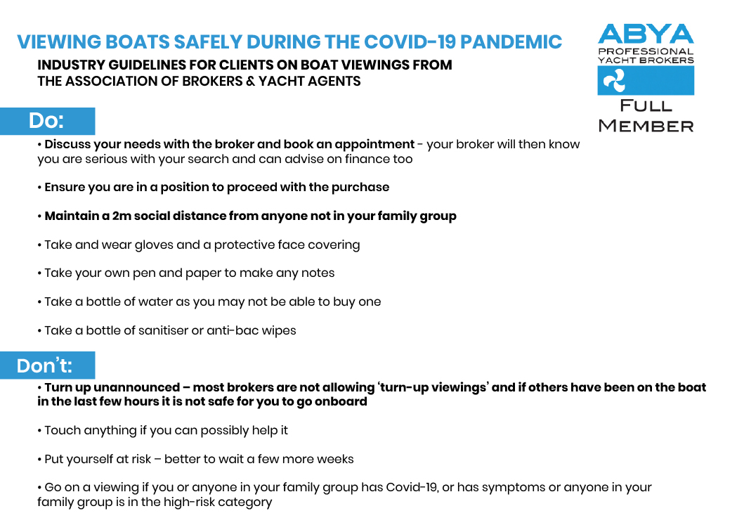 ABYA Guide to Viewing boats safely during the Covid-19 Pandemic